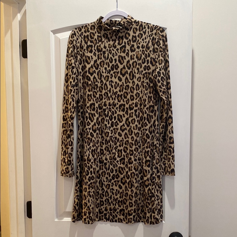 Leopard Print Long Sleeve Dress
